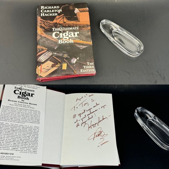 Vtg Richard Carleton Hacker Ultimate Cigar Hardcover Book Signed w Glass Ashtray - Picture 1 of 13